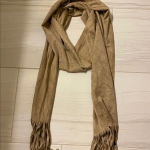 Camel colored fringe scarf